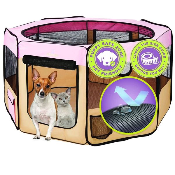 Zampa Pet Playpen Small 36"x36"x24" Portable Foldable Pop Up for Dog & Cat