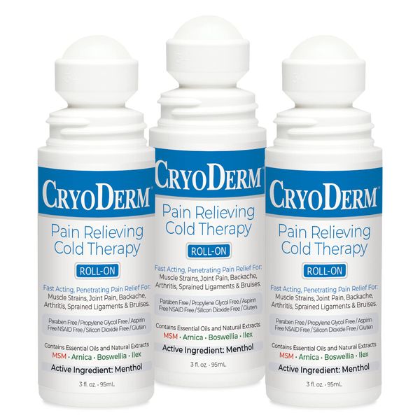 CryoDerm Cold Therapy 3 oz Roll On (3 Pack)