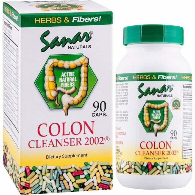 Sanar Naturals Active Natural Fibers Colon Cleanser 2002 Capsules 90 Ct 2 Pack