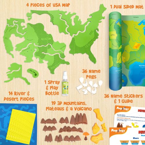 Imagimake Mapology Physical Features USA Puzzle | Mountains, National Parks, Rivers & Lakes 3D Puzzle for Kids 8-10 | Educational Toys | Classroom Must-Haves | Classroom Christmas Toys