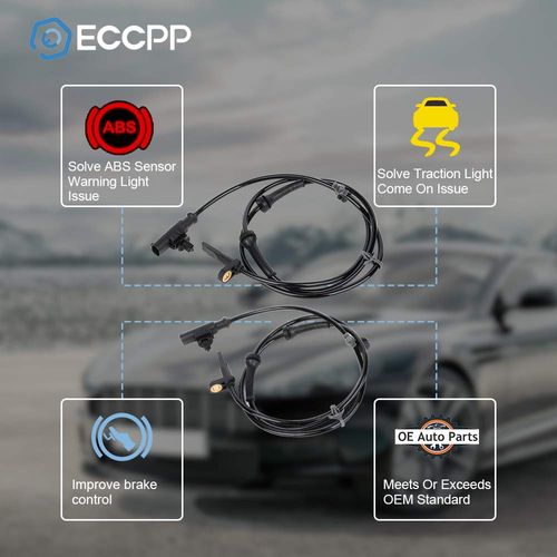 ECCPP Left+Right+Front ABS Wheel Speed Sensor ABS Sensor fit for 2007-2012 for Nissan Versa, 2014 for Nissan Versa Note, 2007-2014 for Nissan Tiida Set of 2