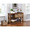 eHemco X-Side Console Sofa Table with 2 Storage Shelves and 3 Wicker Baskets, Coffee