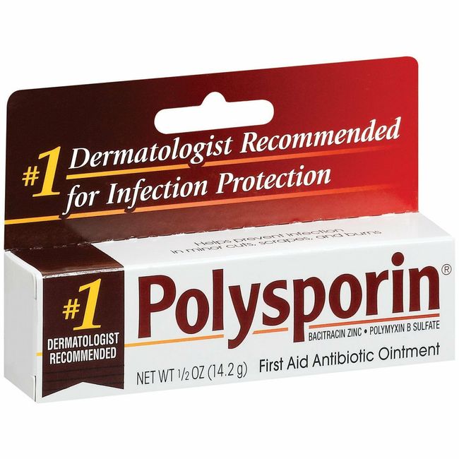 Polysporin First Aid Antibiotic Ointment, Bacitracin Polymyxin: 0.5 Oz (14.2 g)