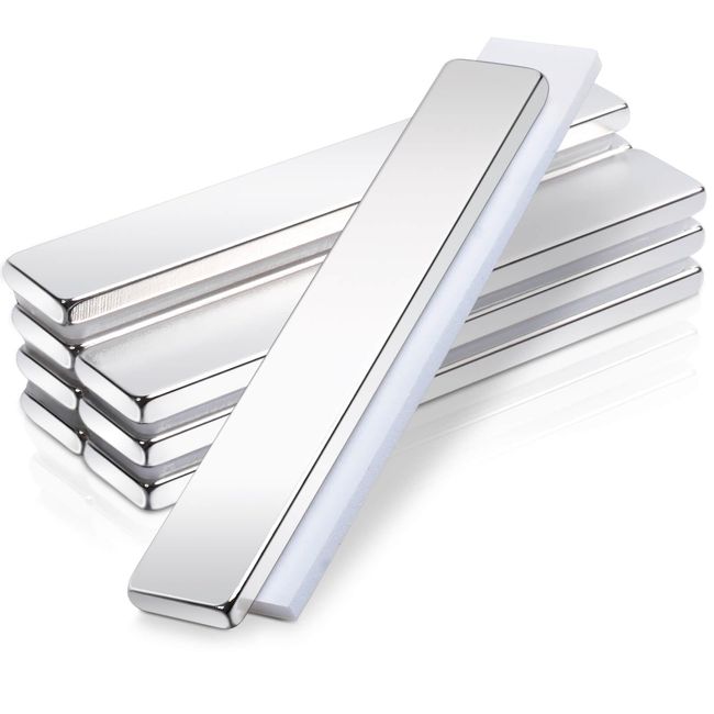 8 Super Strong Magnets Neodymium, 60x10x3mm Neodymium Bar, Square Shape, Cuboid with Double Sided Tape, DIY Dry Erase Board, Ideal for School, Science, Kitchen, Home, Craft and Model