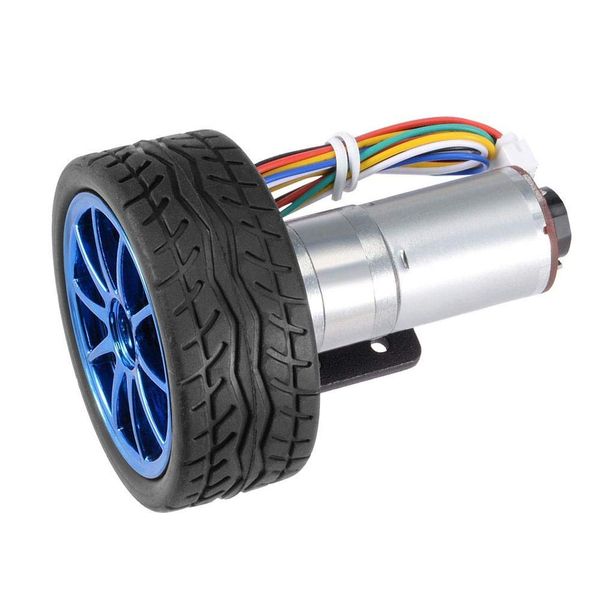 DC 6V DIY Encoder Gear Motor with Mounting Bracket 65mm Wheel Kit Micro Speed Reduction Motor DIY Gearbox Motor for Smart Car Robot Model DIY Engine Toy (100RPM)