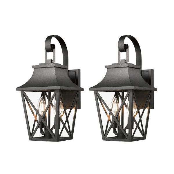 2pcs Outdoor Wall Lantern 2-Light Wall Sconce Light Fixture Porch Farmhouse USA