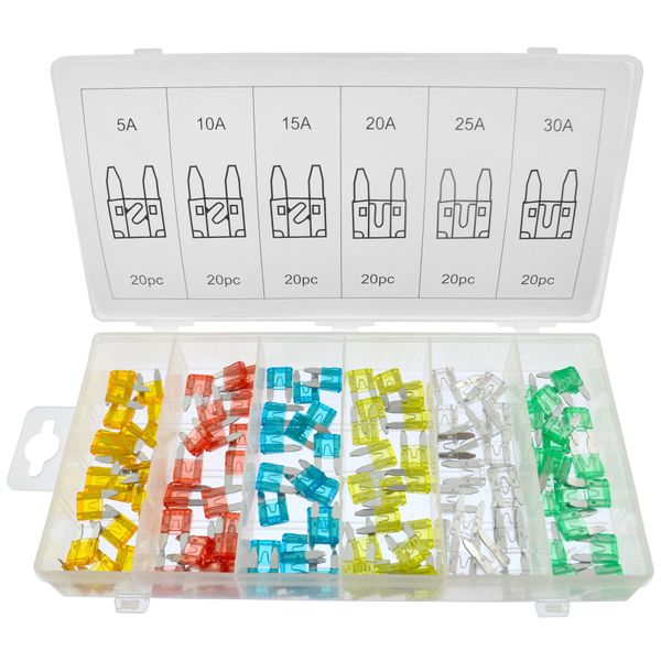 Toolzone Small Car Blade Fuses In Box, 120 Pieces