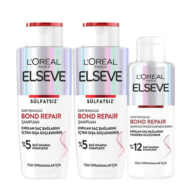 L’Oréal Paris Elseve Bond Repair Şampuan (2 x 200 ml)+ Şampuan Öncesi Kurtarıcı Bakım Kremi (200 ml)