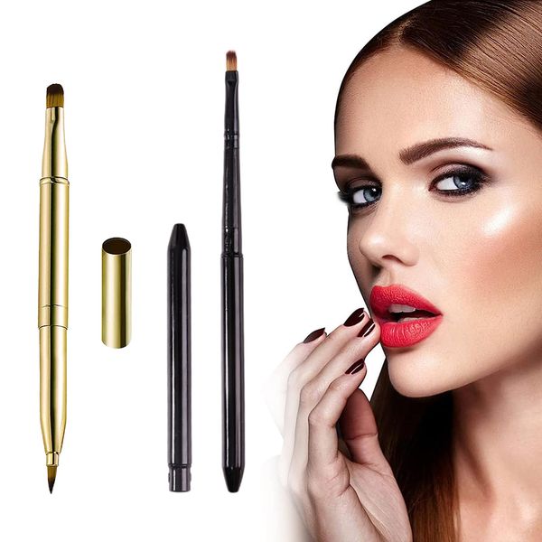 Tragbare Applikatoren für Lippenstift Lipgloss, Einziehbarer Lippenpinsel, Tragbare Lippenpinsel, Doppelseitige Lippenpinsel, für Ein Glatteres und Volleres Aussehen der Lippen, 2 Stück, Butyeak