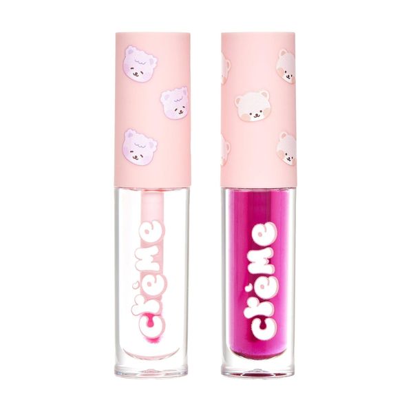 The Crème Shop Boba Bears High-Shine Tinted Lip Oil Duo - Indulge in Juicy Lips with Vitamin E Infusion - Long-Lasting Moisture - Lightweight Comfort (Set of 2)