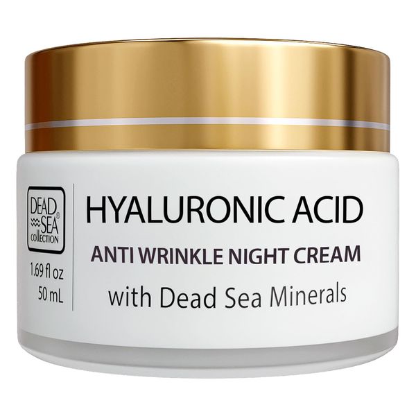 Dead Sea Collection Anti-Wrinkle Night Cream for Face with Hyaluronic Acid and Sea Minerals - Nourishing and Moisturizer Face Cream (1.69 fl.oz)