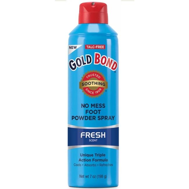 Gold Bond No Mess Foot Powder Spray Fresh Scent Talc Free Triple Action 7oz