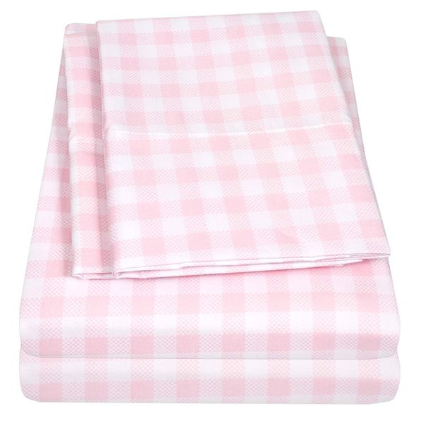 1500 Supreme Kids Bed Sheet Collection - Fun Colorful and Comfortable Boys and Girls Toddler Sheet Sets - Deep Pocket Wrinkle Free Soft and Cozy Bedding - Twin, Pink Gingham