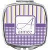 YouCustomizeIt Personalized Purple Gingham & Stripe Compact Makeup Mirror