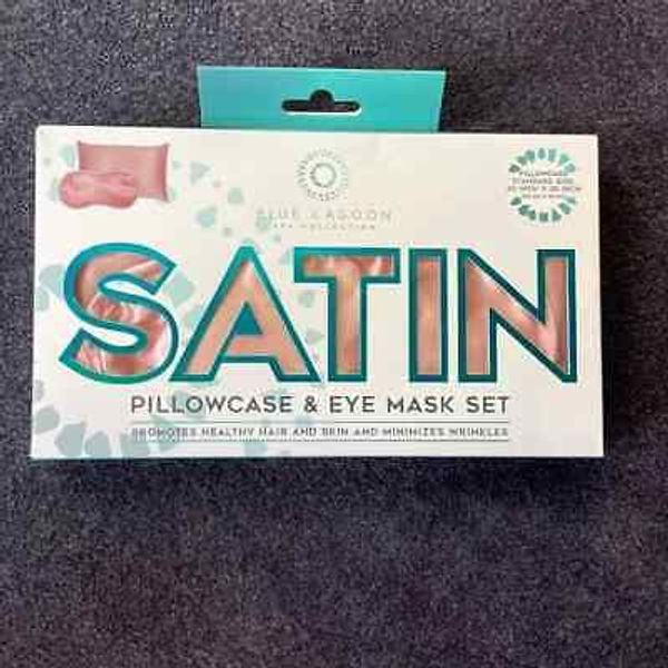 Blue Lagoon Spa Collection Satin Standard Pillowcase & Eye Mask Set GRAY/SILVER