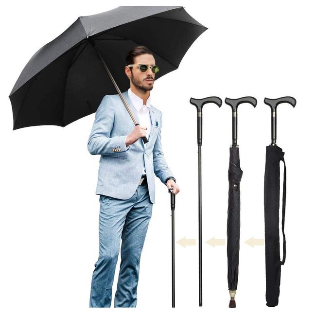 Lynkaye Walking Cane Umbrella 2-in-1 Windproof Walking Sticks Crutch Umbrella,Heavy Duty Frame,Lightweight - Umbrella Cane,Great gift for Birthday,Christmas,Father's Day,Men,Women