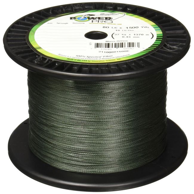 POWER PRO Spectra Fiber Braided Fishing Line, Moss Green, 300YD/50LB