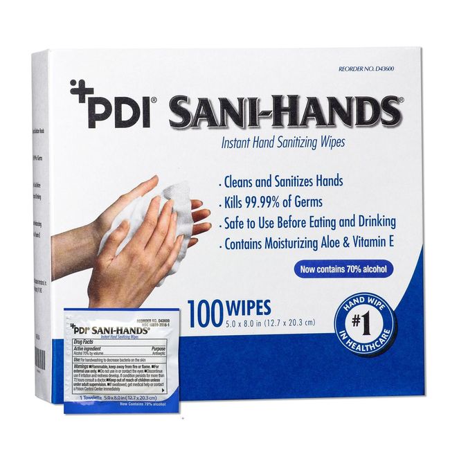 PDI Sani-Hands Wipe Hand Sanitizing Wipes Individual Packets 1000 Count D43600