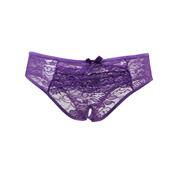 ohyeah Women's Crotchless Underwear, Elegant, Large Size Panties, Sexy, Thong Panties - purple berry