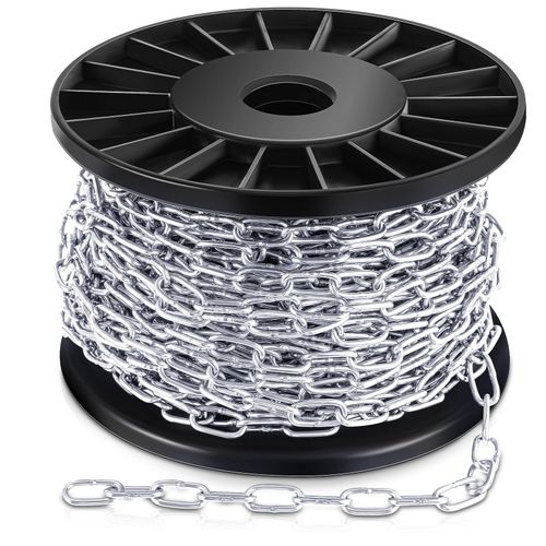 Yaocom Stainless Steel Hanging Chain Light Duty Jack Chain Silver Metal Chain Link Roll Chain Spool Metal Light Fixture Chain Utility Chain for Bird Feeders, Artworks, Flowerpots(5/64 in × 33 ft)