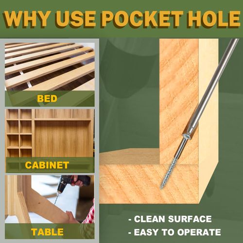 LIONMAX Pocket Screws #8 x 1 Inch, Wood Screws Coarse Thread 600PCS, Washer Head Square Drive Screws for Pocket Hole, Self Tapping, Zinc Plated, Rust-Resistant, 150MM Drive Bit Included