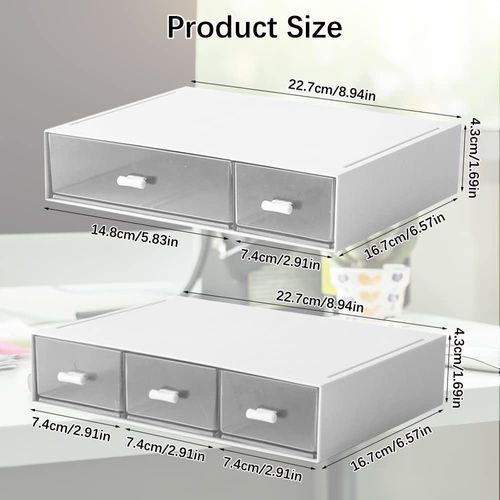 Desktop Organizer with 5 Drawers, 2 Tier Stackable Desk Storage Box, Desk Organizer for Office Supplies, Home Storage…