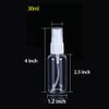 Travel Spray Bottles 30ml 1oz Clear Empty Fine Mist Plastic Set 30 Pack