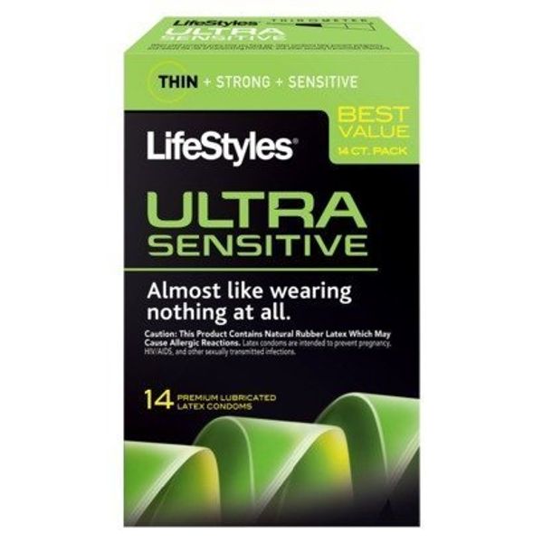 Lifestyles Ultra Sensitive 14 Premium Lubricated Latex Condoms Thin