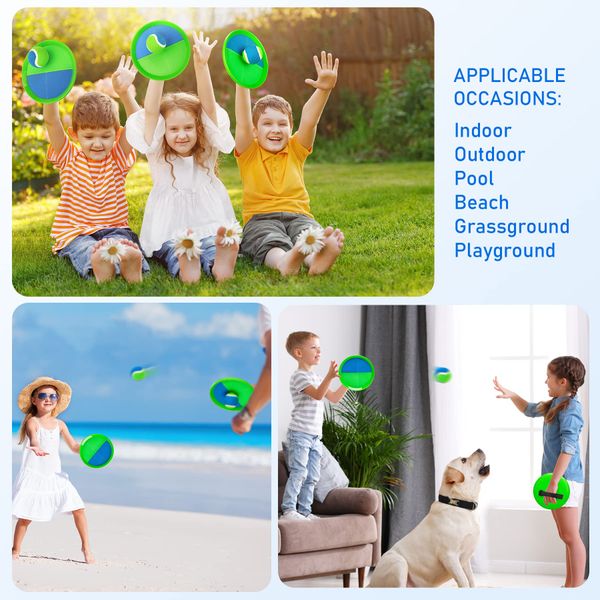 PlayZap Ball and Catch Game, Toss and Catch Ball Set, Sticky Paddle Ball Catch Games, Indoor Outdoor Yard Lawn Sand Pool Beach Toy for Kids Ages 2 3 4 5 6 7 8 Gifts