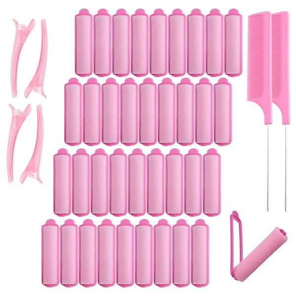 42pcs Hairroller Set Hair Curlers Sleeping Flexible Curlers for Hair Styling Stainless Comb Hair Clips Not Hurt Hairdressing Tools Foam Hair Roller