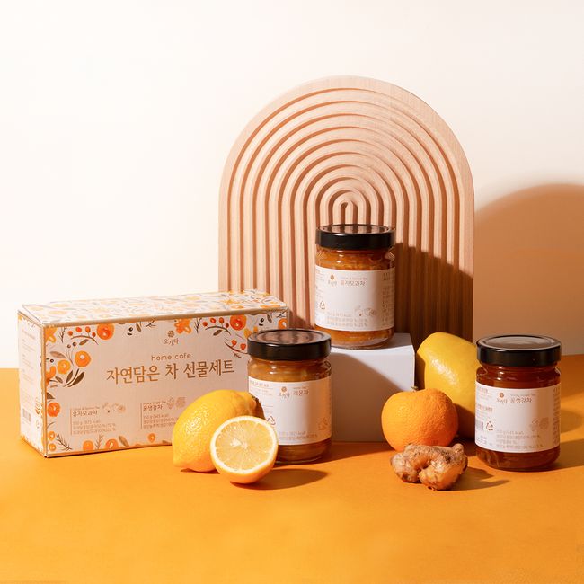 Gift set of 3 natural teas (honey ginger tea 350g + citron quince tea (citron tea) 350g + lemon tea 350g)