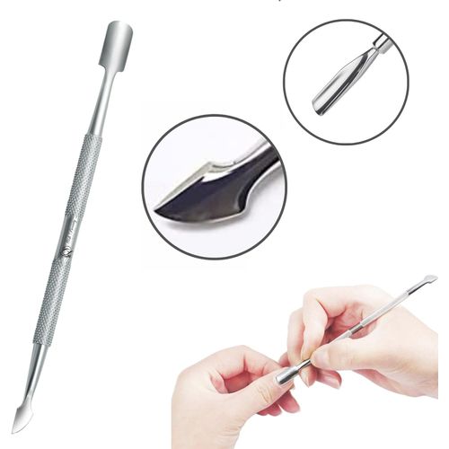 Professional Stainless Steel Cuticle Pusher & Nippers Duo for Manicure and Pedicure - Nail Cleaner and Gel Polish Remover Tool Set