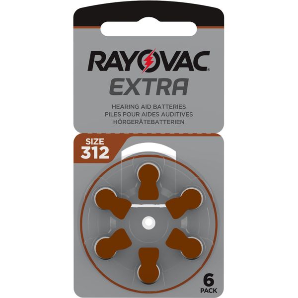 4 x Rayovac Type 312 Hearing Aid Batteries (6 Pack) + 1 Pack FREE!