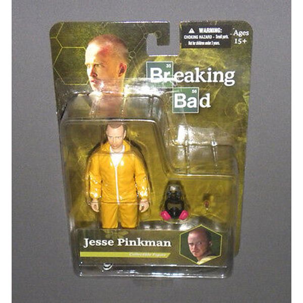 Jesse Pinkman Yellow Hazmat Suit Breaking Bad Collectible Figure MEZCO Gas Mask