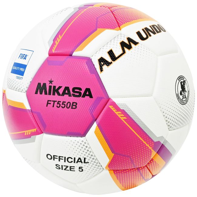 Mikasa Soccer Ball No. 5 Ball Japan Football Association Test Ball ALMUNDO (For General University, High School, Junior High School Students) Pasting Pink/Violet, FT550B-PV-FQP Recommended Internal