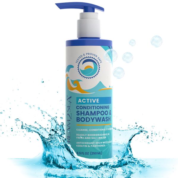 Non Toxic Shampoo and Conditioner, Body Wash 3 in 1 for Swim - Reef Safe Swimmers Shampoo for Men, Women or Kids - All Natural Organic Shampoo and Conditioner Set with Biodegradable Soap for Camping