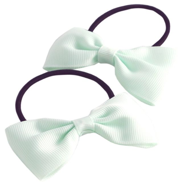 Hair Bobbles - 'Pack Of 2' Flat 'Bow Tie' Bobbles (2.5" Bows) (Cream)