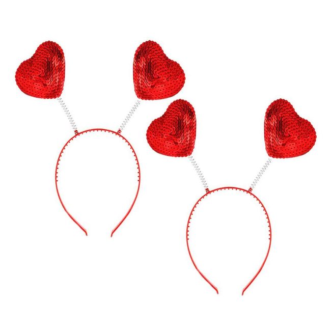 Aiffort 2Pcs Love Heart Headband Valentine's Day Headband Hair Accessories Dress Accessories for Valentine Party Props