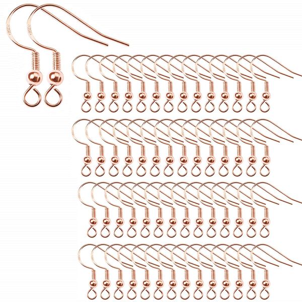 100Pcs KC Gold Earring Hooks KC Gold-Plated Copper Ear Wires Fish Hook Earring with Spring Ball for DIY Jewelry Customize Making (KC Gold)