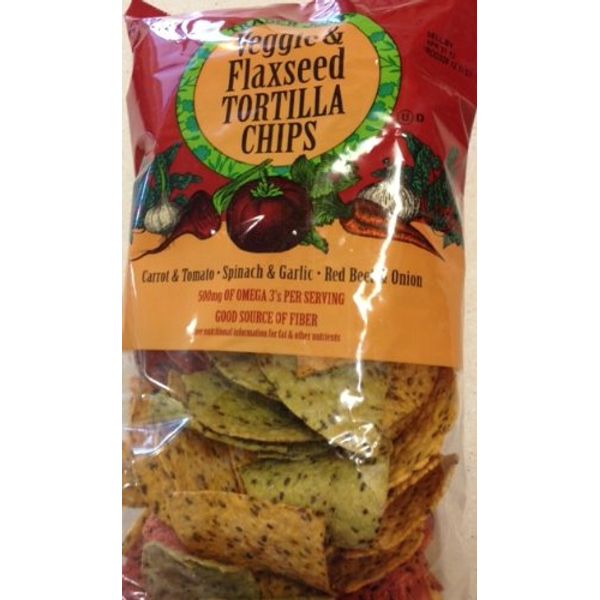 Set of 2 Trader Joe's Veggie & Flaxseed Tortilla Chips, Carrot & Tomato/Spinach & Garlic/Red Beet & Onion. 12 Oz.