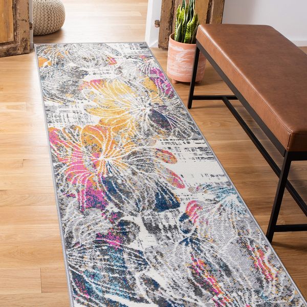 Rugshop Kitchen Rug Large Floral Distressed Stain Resistant Soft Hallway Rug 2x7