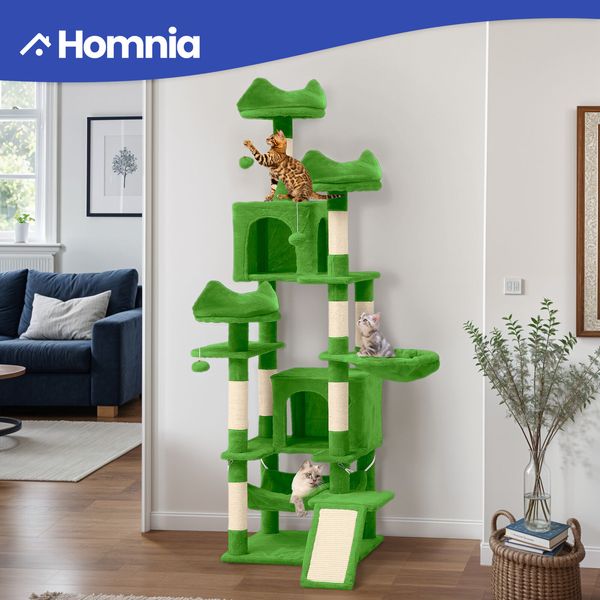 75" Cat Tower Activity Center Indoor Tall Tree Pet House Scratching Posts Green