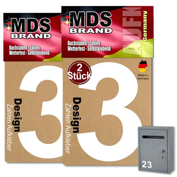 Prime Design 10cm Zahlen Aufkleber | Selbstklebende hausnummern zum aufkleben | Klebezahlen für Mülltonne, Briefkasten & Hausnummer | Optimal für Außen & Innen, klebeziffer sind Weiss (3, 10cm)
