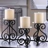 3 Pc Matching Set Scrollwork Candle Stands Black Iron Pillar Pedestals 5" x 7"