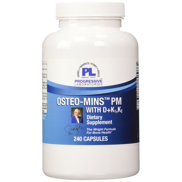 Progressive Labs Osteo-Mins PM with D Plus K1 and K2 Supplement, 240 Count