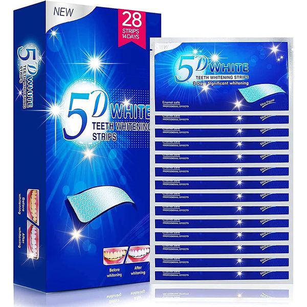 Teeth Whitening Strips, Effective Non-sensitive Teeth Whitening Strips Effective Home Use Tooth Whitening Kit Teeth Whitener Mint Flavor 14 Pouches 28 Strips