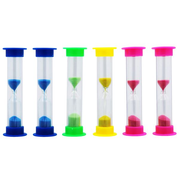 The Dreidel Company Sand Timer, Times for 2 Minutes, Brush Teeth, School Supplies, Prizes for Kids, Birthday Giveaways, Party Favors, 2" Inch Sand Timer, Pack of 6