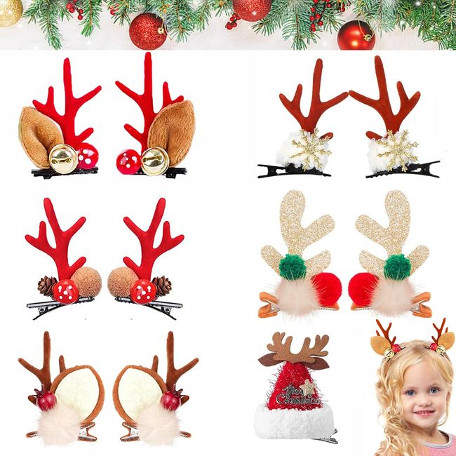 11 Stück Weihnachts Haarspangen,Rentier Geweih Haarnadeln,Weihnachts Haar Accessoires,Weihnachts Accessoires,für Frauen Mädchen Kinder