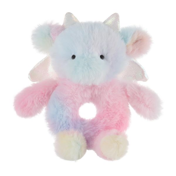 Apricot Lamb Colourful Dragon Soft Baby Rattle for Boys and Girls, Plush Stuffed Animal Rattle Toy Lovey for The Newborn, 0-3 Months, 0-6 Months and Above, 4.7Inches