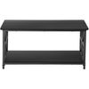 Coffee Table for Living Room Rectangular Center Table with 2 Storage Shelf Black